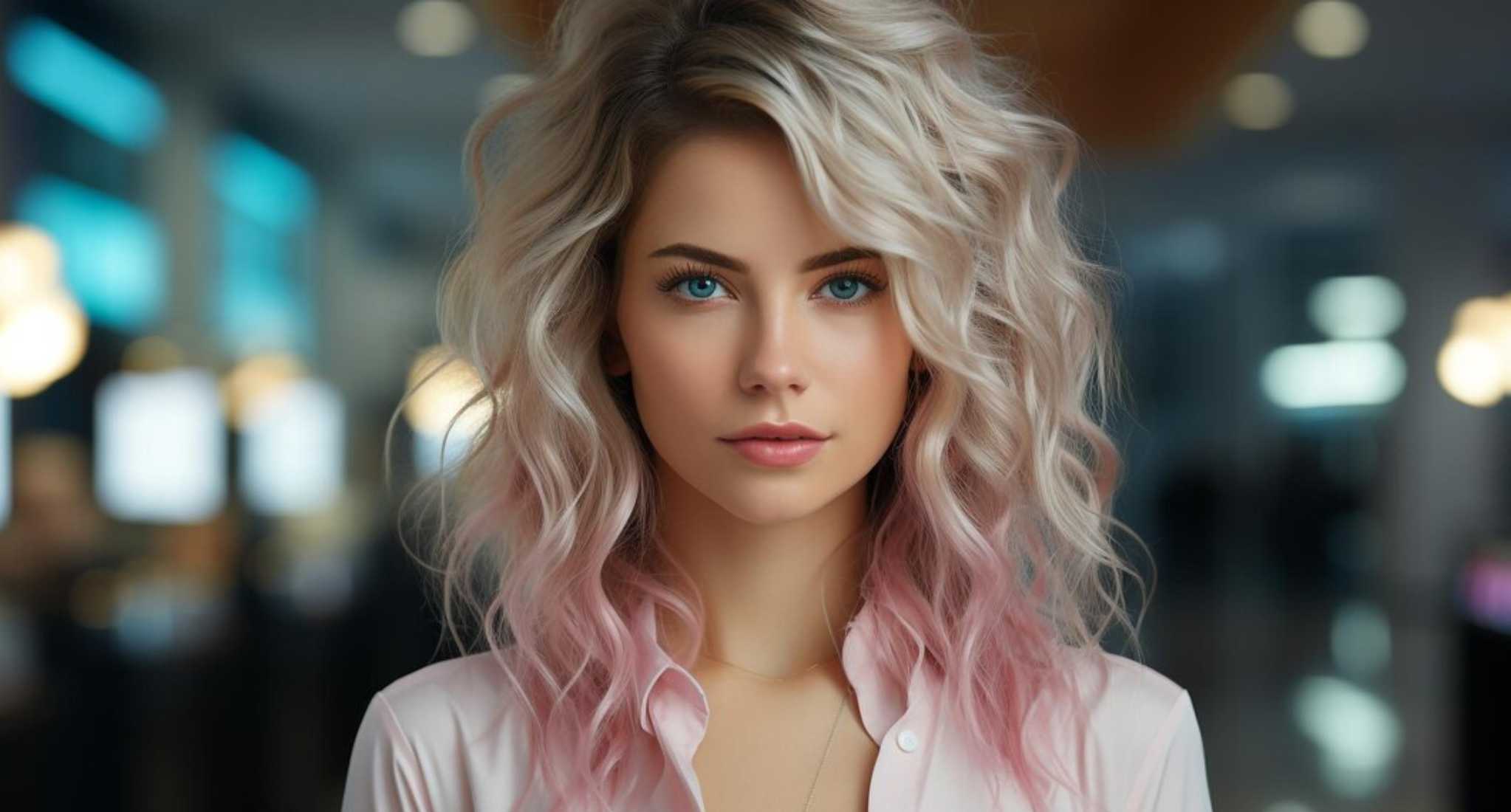 38. Blonde Wolf Cut with Hidden Pastel Streaks