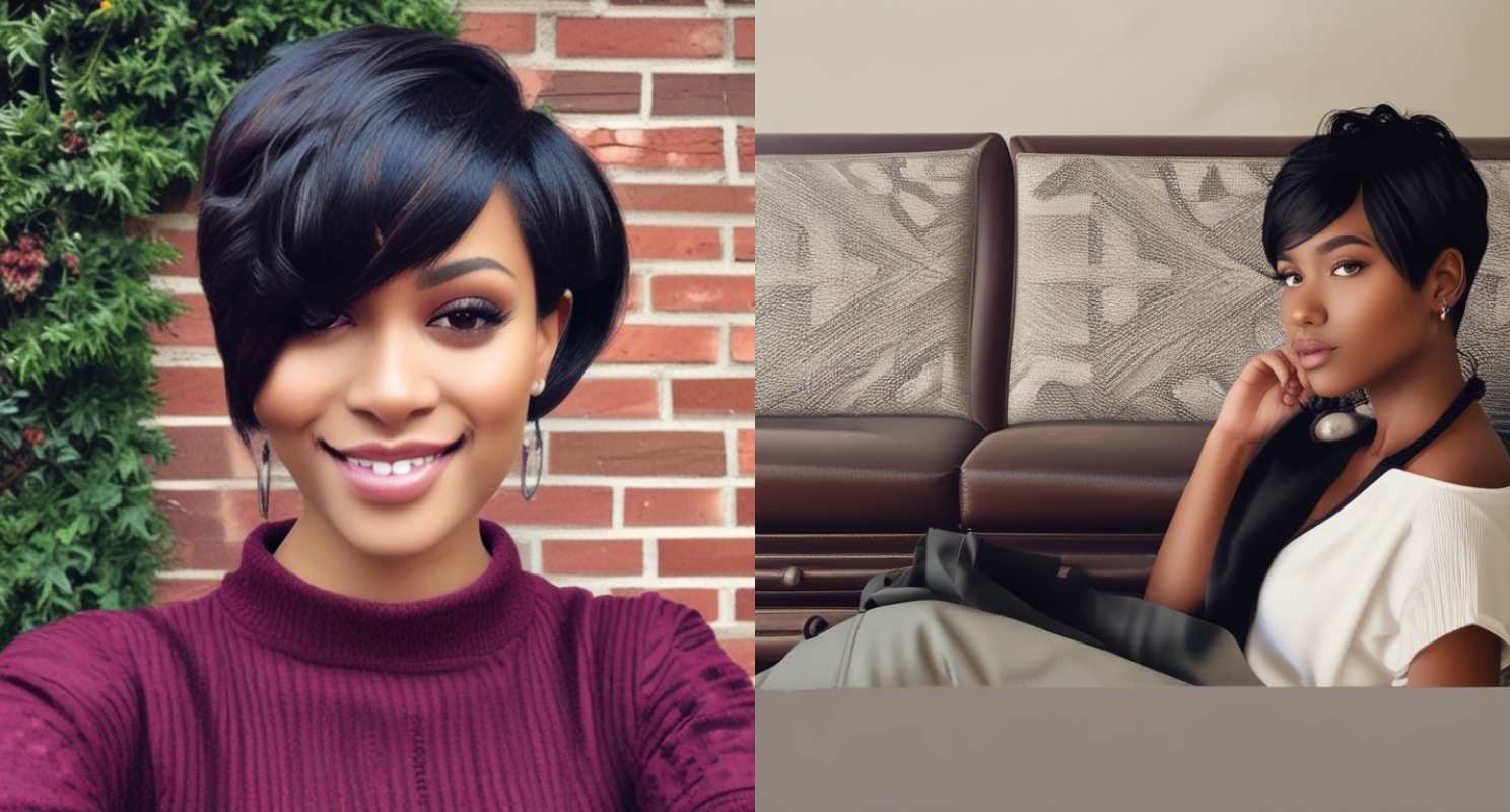 Long Brown Pixie Cut With Long Bangs