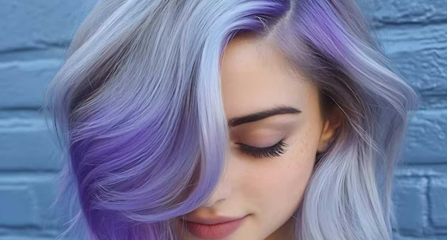 Hairstyles Purple Hair Highlights On Long-Layered Hair