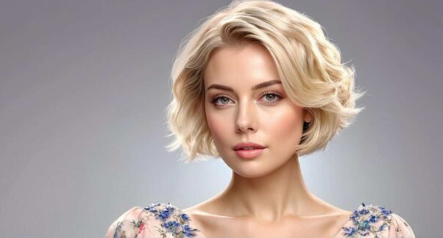 Short Blonde Waves with Middle Part