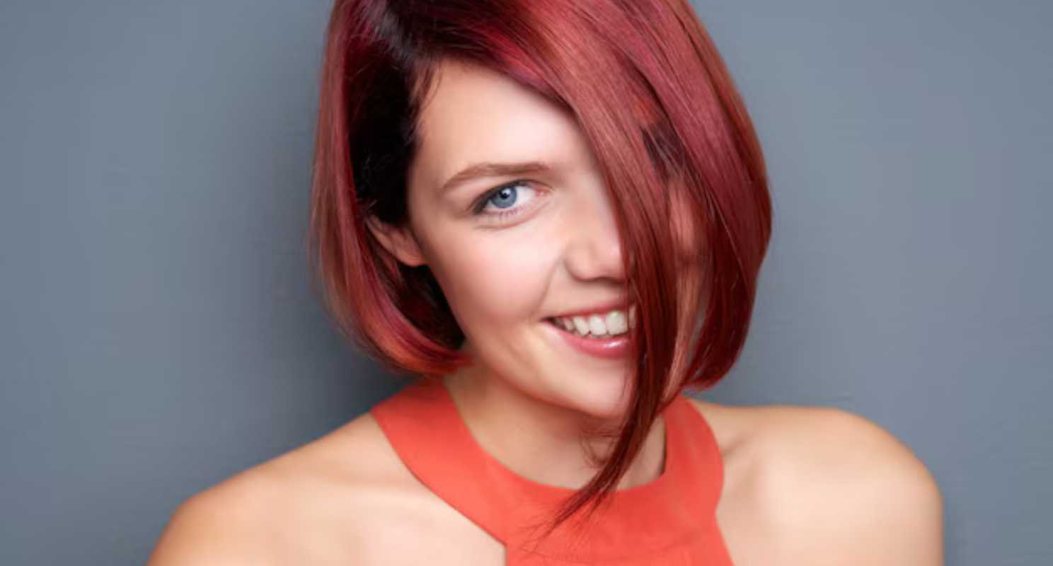 Asymmetrical Bob With Red Highlights